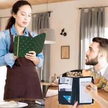 Server Books For Waitress Cute Waitress Book With Money Pocket Leather Server Book With Zipper Wallet Black Serving Book Organizer Fit Server Apron - ColorH - 查看 3