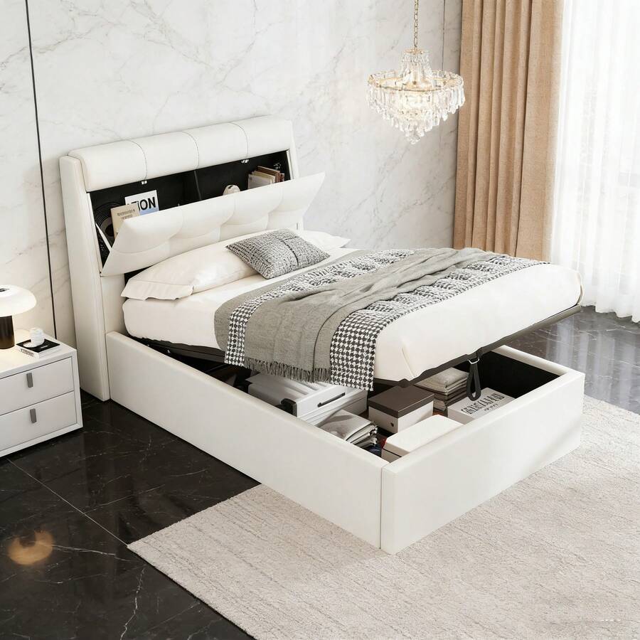 Bed Bases & Foundations - White + PU + 90cm*200cm - View 1