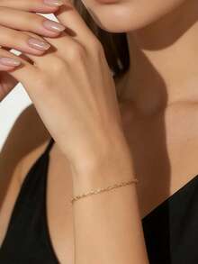 1pc Minimalist Elegant Women's Bracelet, Geometric Stainless Steel Cross Chain Bangle Jewelry - Shimmering Bracelet - View 6