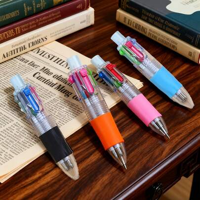 1 Four-Color Retractable Mini Ballpoint Pen, 3.07 Inch Portable Multi-Color Pen, Suitable For Students And Office Scenarios, Includes 4 Common Refill Colors, No Need To Carry Multiple Pens, Easily Switch For Note-Taking And Daily Writing Needs, Compact And Lightweight, Ideal For Students' Class Notes, Highlighting Key Points, Workplace Office, Daily Recording, Gift Giving, And Prizes