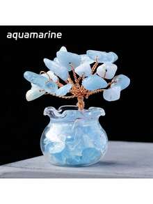 1pc Natural Crystal Mini Glass Wishing Bottle With Lucky Tree Healing Stone, Polished Gemstone Decor, Birthday Gift, Positive Energy & Good Wishes, Christmas Gift, Spring Garden Decor - Small Flowering Tree In a Fish Tank - View 19