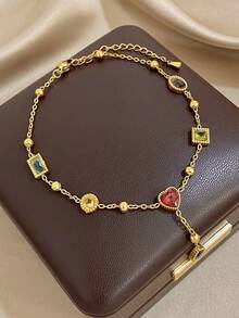 1 chiếc vòng chân hình trái tim đính đá Zirconia màu sắc tinh tế sang trọng dành cho nữ, mạ vàng 18K bằng thép không gỉ, món quà thanh lịch dành tặng mẹ, thích hợp cho Lễ Tình nhân, Tiệc tùng, Dạ hội, Hàng ngày, Hẹn hò, Ngày của Mẹ, Năm mới, Đám cưới, Đi biển, Giáng sinh, Kỷ niệm, Trang sức phong cách Boho, Quà sinh nhật, Quà tặng cho phù dâu - Nhiều màu - Xem 11
