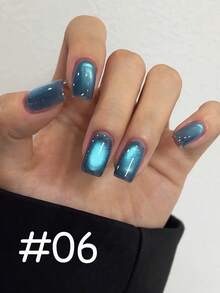 10毫升新款流行蓝宝石猫眼凝胶指甲油 2026 亮白闪亮蓝黑色深海蓝瓷白玻璃珠猫眼美甲美甲用品情人节美甲 - 彩色 - 查看 8