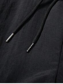 Pantalones casuales para hombres, diseño de rayas rectas, dobladillo con cordón, tela de nailon de secado rápido, pantalones anchos de corte holgado - Negro - Ver 5