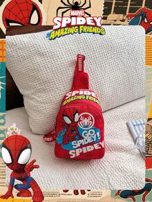 1 Pc Marvel Officially Licensed Spider-Man Pattern Sling Bag, Boys' Casual Crossbody Bag, Lightweight Adjustable Strap Chest Bag,Cartoon Coin Purse, Ideal For Boy,Boy, Young Fans,Students, Perfect For Daily School Runs, Outdoor Play, Theme Park Visits, Holiday Trips, Convenient For Holding Snacks - Red - View 7