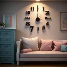 Reloj de pared grande de 16"/36"/47" de diseño moderno, reloj de cuarzo 3D/2D DIY, pegatina de espejo acrílico de moda, decoración del hogar para sala de estar, oficina, regalo - Multicolor - Ver 15