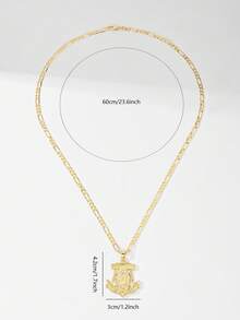 1pc Classic European Style Copper Inlaid Zirconia Fish Hook Guadalupe Virgin Mary Pendant Necklace, Limited Edition, Suitable For Christmas/Thanksgiving/Halloween/Mother's/Valentine's Day Gifts, Catholic First Communion, Everyday Wear And Prayer - Yellow Gold - View 7