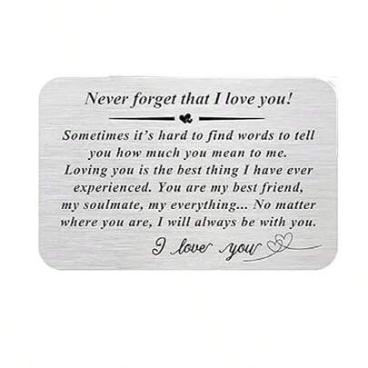 刻字周年纪念卡，金属纪念礼品，适合送给丈夫、妻子、女友、男友，情侣生日、婚礼、情人节、优雅派对、可爱街头风、休闲锌合金情人节礼物