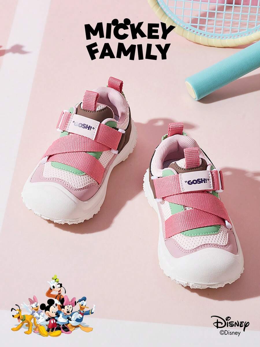 Disney 1 Pair Mickey Mouse Collaboration Children's Sneakers, Suitable For Daily Wear, Festivals, Sports, Outdoor Activities, Comfortable, Non-Slip, Breathable (Boys' Sneakers, Boys' Skate Shoes, Children's Sneakers, Girls' Sneakers, Girls' Skate Shoes) - Pink - View 1