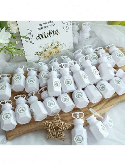 Bộ 20 chai bong bóng mini dùng làm quà tặng tiệc cưới, không kèm dung dịch, que thổi bong bóng hình trái tim đôi, que thổi bong bóng trang trí tiệc, thích hợp làm quà tặng cho cô dâu, quà lưu niệm và quà tặng cho khách mời dự đám cưới.