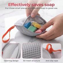 4个双面去角质沐浴海绵袋 - 柔软易起泡皂网袋 | 温和家居清洁套装 - 彩色 - 查看 4
