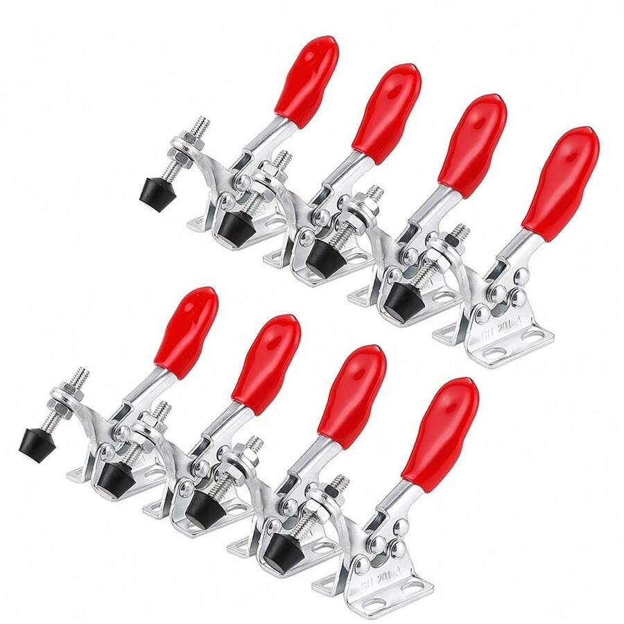 8-Pack Mini-Duty Steel Toggle Clamps, Quick Release Manual Tool Set With GH-201A Horizontal Clamping, Secure Gripping