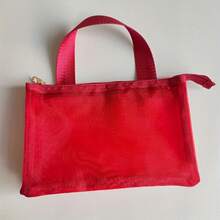 Bolsa de maquillaje de almacenamiento de malla, gran capacidad, bolsa de lavado simple y portátil, bolsa de almacenamiento para viajes de negocios, ba de almacenamiento multiusos TFD4 - Rojo - Ver 2