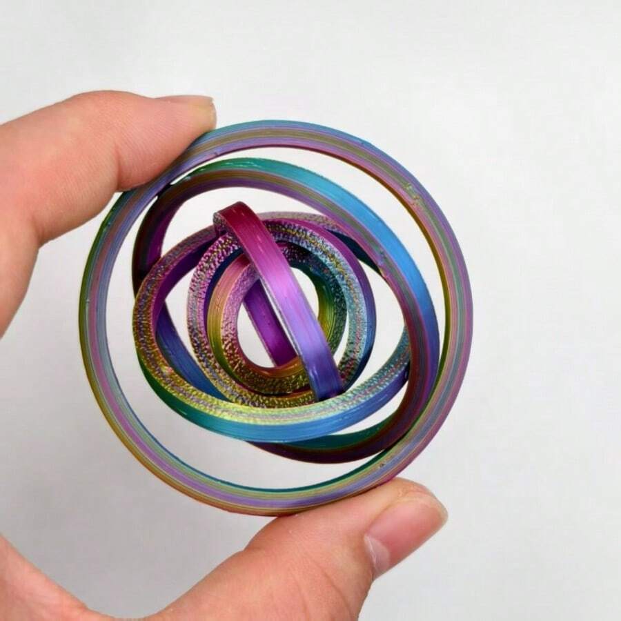 2/4个指尖旋转减压环 - 3D打印减压工具，多种颜色可选 - 便携式减压助手，办公必备，节日礼物 - 彩色 - 查看 1