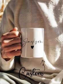 Customized Letter Name Coffee Mug, Personalized Design Cup, Customized Ceramic Mug, Creative Mug, Personalized Gift Water Cup, Personalized Coffee Mug, Personalized Best Friend Mug, Ceramic Cup, Creative Mug, Bridesmaid Gift, White Tea Cup - Multicolor - View 11