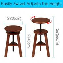 taburete de barMEEDEN - Taburete de madera con altura ajustable taburete de artista taburete de estudio de oficina hasta 200 libras madera de haya alemana perfecto para artistas estudio uso doméstico cocina - Nogal oscuro bastante profundo - Ver 3