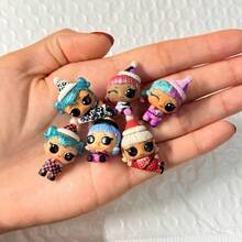 LOL SURPRISE 一套6个全新精致大眼睛戴帽子LOL惊喜迷你娃娃系列玩具，生日礼物，PVC材质，高3厘米，节日礼物，圣诞礼物 - 彩色 - 查看 5