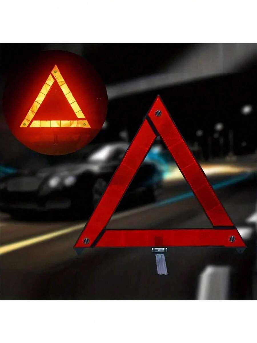 High Visibility Day & Night | Foldable Car Warning Triangle | Portable Roadside Emergency Stop Sign, Plastic Material | Breakdown Safety Equipment. 1 Reflective Safety Triangle, High Visibility Foldable Warning Sign, Plastic Material Not Easy To Damage, Day & Night Reflective Clarity, Quick Deployment For Roadside Breakdown Or Emergency Stop, Portable Design Does Not Occupy Vehicle Space, Solving The Pain Points Of Unclear Warning And Inconvenient Tools In Emergencies. Essential Safety Warning Tool For Drivers