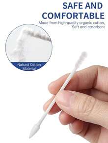 200/100/2支装一次性卸妆棉签 - 双头细尖棉签，适用于卸妆；小头棉签，适用于眼部；圆头棉签 - 白色 - 查看 2