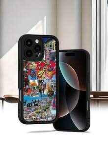 Hot Selling Haiti Collage Pattern Fashionable Men's And Women's Anti Drop Phone Case, Suitable For IPhone 17/17PRO/17AIR/17PROMAX/16E/16/16PRO/16PLUS/16PROMAX/15/15PROMAX/14/14PLUS/14PROMAX/14PROMAX/13/13PROMAX/12/11( Birthday Gifts, Easter Gifts, Valentine's Day Gifts For Internet Celebrities, Given To Friends, Girlfriends, Boyfriends, And Family - Black - View 2