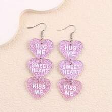 Hug Me, Sweetheart, Heart Pendant Earrings, Shiny Acrylic Heart Earrings, Jewelry Gift For Girlfriend, Wife, Mother On Valentine's Day - Multicolor - View 5