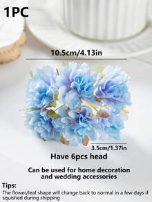 1束（6朵花头）人造迷你康乃馨花束，DIY花环、装饰品、糖果盒、家居/婚礼装饰、新娘腕花、新年、生日蛋糕装饰材料 - 天藍色 - 查看 2