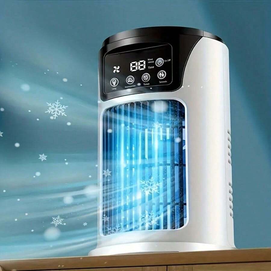 6-Hour Timer Portable USB Air Conditioner Fan, 6-Speed Adjustable Desktop Air Cooler With 300ml Water Tank - Multicolor - View 1