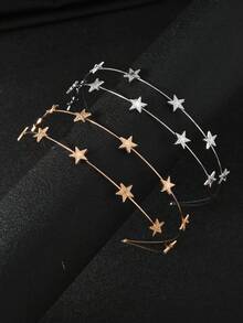 1pc/2pcs Double Layer Star Zinc Alloy Versatile Cute Headband, Bohemian, Valentine's Day, Ethereal, Sweet Minimalist Hair Accessory - Multicolor - View 2