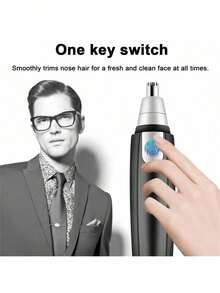 Nose & Ear Hair Trimmer, Stainless Steel Manual Waterproof Portable Nose Hair Clipper For Men - Black - View 4
