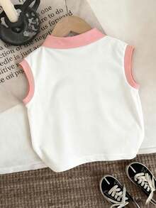 Girls' Casual Colorful Letter Print Polo Collar Vest, New Spring/Summer Design - Multicolor - View 3