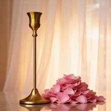 6pcs Gold Metal Tapered Candle Holders, Decorative Candle Holders Suitable For Weddings, Restaurants, Parties - Antique Brass, Fireplace Decor Pillar Candle Holders, Suitable For Weddings, Home Decor, Holiday Parties, Festive Home Decoration - Multicolor - View 3