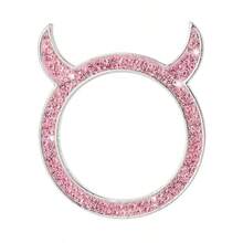 1pc Colorful Rhinestone Devil Horn Car Start Button Decor Ring, Rhinestone Decor Car One-Key Start Button, Perfect Gift For Valentine's Day - 1pc Devil Horn Diamond-studded Starter Key Ring - View 13