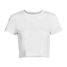 Women's High-Waisted Short Sleeve T-Shirt - Solid Black Round Neck Casual H-Line Top, Medium Stretch Short Length Length For Summer Casual Attire, Machine Washable Non- Fit Blouse American-Style Sexy Sporty Crop Top, Black Midriff-Baring T-Shirt, Summer Sportswear. - 黑色 - 查看 7