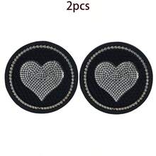 2个装黑色水钻心形杯垫，汽车水钻水杯垫，闪亮心形杯垫，防滑PVC隔热汽车配件 - 2pc愛心杯墊 - 查看 9