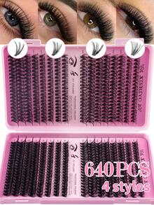 640Cluster False Eyelashes, Personal False Eyelash Book, High Capacity False Eyelashes, 8-16mm Mixed Length Eyelash Set, Beginner DIY Home Eyelash Extension Kit, Eyelash Cluster, Individual False Eyelashes, Suitable For Daily Commute, Dates, Music Festivals, Enlarges The Eyes - DD - View 9