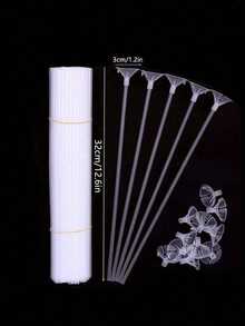 10 piezas/40 piezas Clips y palos de globos de plástico, soportes de globos transparentes simples, adecuados para fiestas - color transparente - Ver 9