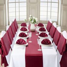 12 Pack Burgundy Satin Table Runner 12x108 Inches Long, Silk-Like Smooth Table Decor For Wedding Birthday Party - Burgundy - View 3