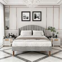 Bed Bases & Foundations - Gray + Velvet - View 1