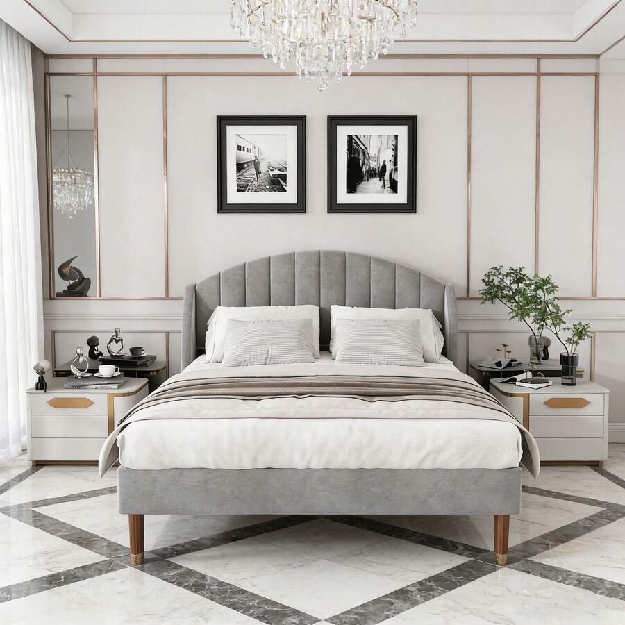 Bed Bases & Foundations - Gray + Velvet - View 1