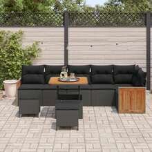 vidaXL 9-Teiliges Gartensofaset Mit Kissen, Schwarz - Black - View 3