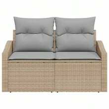 vidaXL 123 X 62 X 69 Cm Poly-Rattan Garten-Sofa Mit Kissen - Beige - Übersicht 4