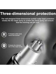 Nose & Ear Hair Trimmer, Stainless Steel Manual Waterproof Portable Nose Hair Clipper For Men - Black - View 6