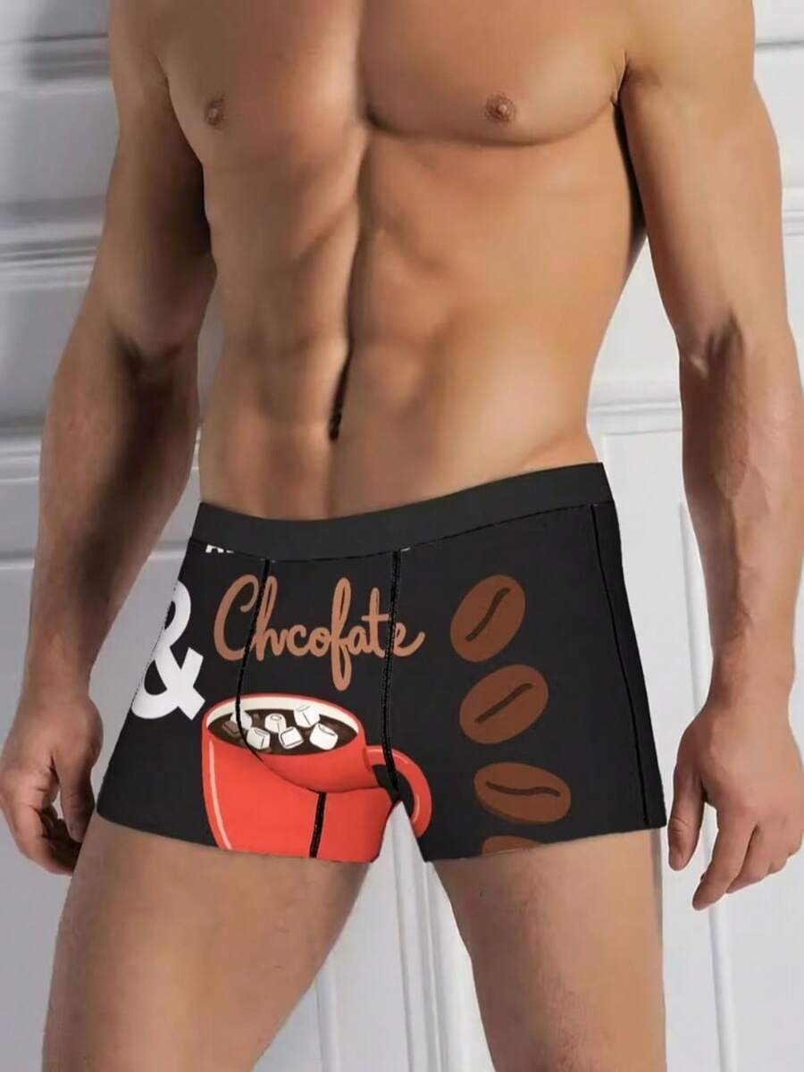 "All I Need Is Chocolate" Men'S Boxer Briefs - Novelty Underwear, Comfortable Stretch, Unique Graphic Print, Perfect Gift For Chocolate Lovers, Birthday, Valentine'S Day, Christmas, Funny Boxers For Men, Mens Casual Boxer Shorts, Boxer Briefs For Me - 彩色 - 查看 1