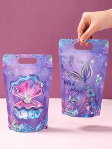 25个美人鱼主题3D手提袋，贝壳珍珠礼品袋，女孩生日派对回礼袋，紫色美人鱼装饰，美人鱼生日派对糖果袋，美人鱼主题派对礼品包装袋，婚礼装饰手提袋，新娘送礼会手提袋，婴儿派对甜点袋，性别揭晓派对手提袋，购物袋，厨房烘焙饼干袋，家居餐饮装饰，房间装饰，生日礼物，派对回礼 - 美人魚 - 查看 7