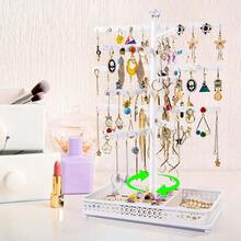Rotating Earring Organizer Display Stands, Jewelry Organizer Display For Earring, Necklaces, Rings, Bracelets, Large Capacity Earring Storage Display For Store, Showcase, Tradeshow And Home (White) - RotatingWhite - View 3