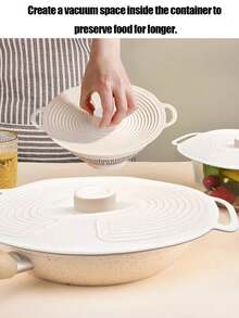 硅胶盖，双把手吸盘盖 - 耐热，适用于微波炉和炉灶，可重复使用，适用于碗、盘、锅和杯子 - 可用洗碗机清洗 - 不粘锅盖，适用于热食，锅盖和煎锅盖，透明盖 - 彩色 - 查看 6