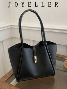 New Luxury Solid Color Versatile Women Shoulder Handbag , Office - Black - View 2