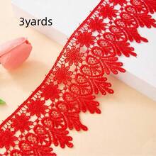 1 Yard Venetian Lace Trim, Available In White, Red, Black, Beige, Brown, Gold, Yellow, Gray, Navy Blue, Blue, Green, Purple, Tan And Dark Brown, Suitable For Sewing Crafts And Clothing Decoration - Multicolor - View 27