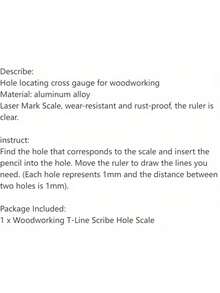 Vleant T型尺 T-60 测量工具 – 木工划线器和划线规，铝合金孔规木工标记工具（红色） - T型 - 查看 8