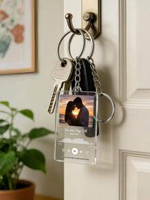 1Pc Custom Couple Photo Text Keychain – Personalized Photo & Message Keyring, Valentine's Day Gift, Custom Keychain, Perfect For Him & Her, Couples, Anniversary, Birthday, Daily Use, Bag Charm, Special Occasions - Shape - View 5